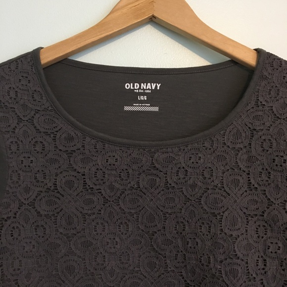 Grey Lace Long Sleeve Shirt Old Navy Large - Picture 3 of 5